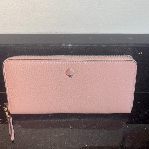 Kate Spade Blush Pink Peble leater,Polly Continental Slim Wallet. NWOT - Picture 1 of 14